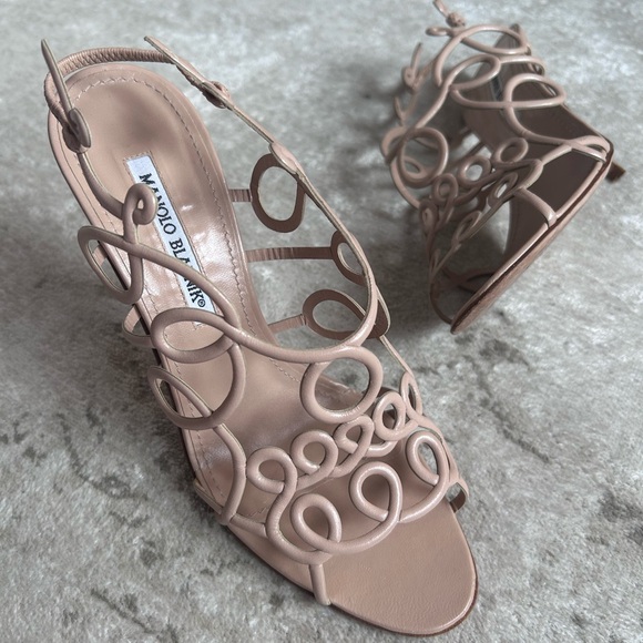 Manolo Blahnik Beige Strappy Heels - Picture 2 of 6